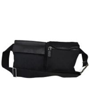 Gucci Waist Pouch Clutch Bag GG Black Canvas Leather